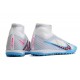 Nike Air Zoom Mercurial Superfly IX Elite TF High-top Blue White Purple Women And Men Soccer Cleats 