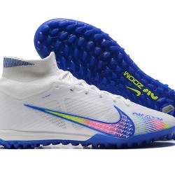Nike Air Zoom Mercurial Superfly IX Elite TF High-top Blue White Women And Men Soccer Cleats 