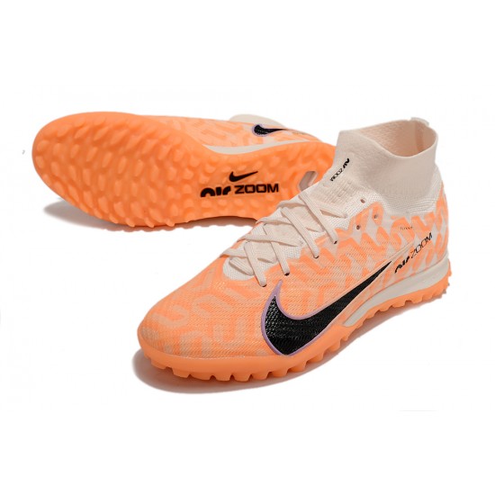 Nike Air Zoom Mercurial Superfly IX Elite TF High-top Khaki Orange Women And Men Soccer Cleats