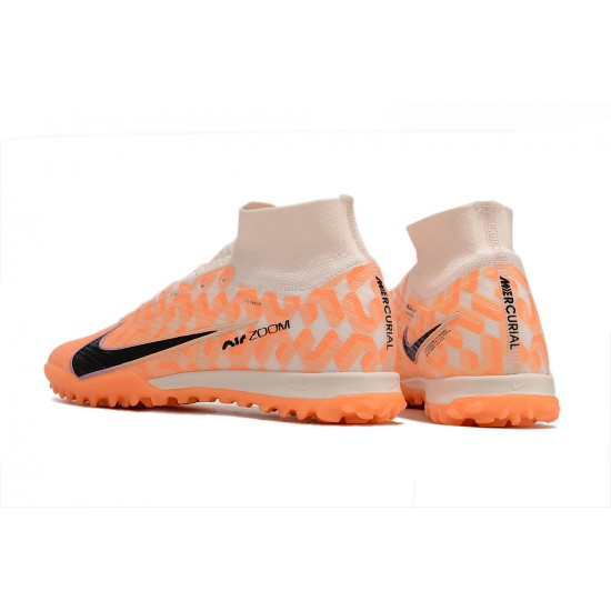 Nike Air Zoom Mercurial Superfly IX Elite TF High-top Khaki Orange Women And Men Soccer Cleats