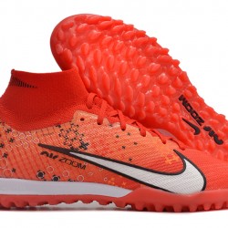 Nike Air Zoom Mercurial Superfly IX Elite TF High-top Orange Red Women And Men Soccer Cleats 
