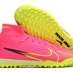 Nike Air Zoom Mercurial Superfly IX Elite TF High-top Pink Yellow Women And Men Soccer Cleats 