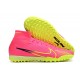 Nike Air Zoom Mercurial Superfly IX Elite TF High-top Pink Yellow Women And Men Soccer Cleats