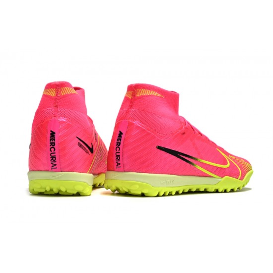 Nike Air Zoom Mercurial Superfly IX Elite TF High-top Pink Yellow Women And Men Soccer Cleats