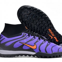 Nike Air Zoom Mercurial Superfly IX Elite TF High-top Purple Black Women And Men Soccer Cleats 