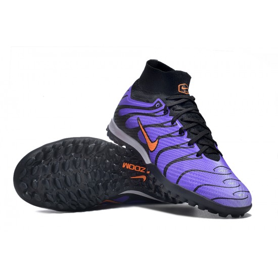 Nike Air Zoom Mercurial Superfly IX Elite TF High-top Purple Black Women And Men Soccer Cleats