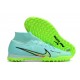 Nike Air Zoom Mercurial Superfly IX Elite TF High-top Turqoise Green Women And Men Soccer Cleats