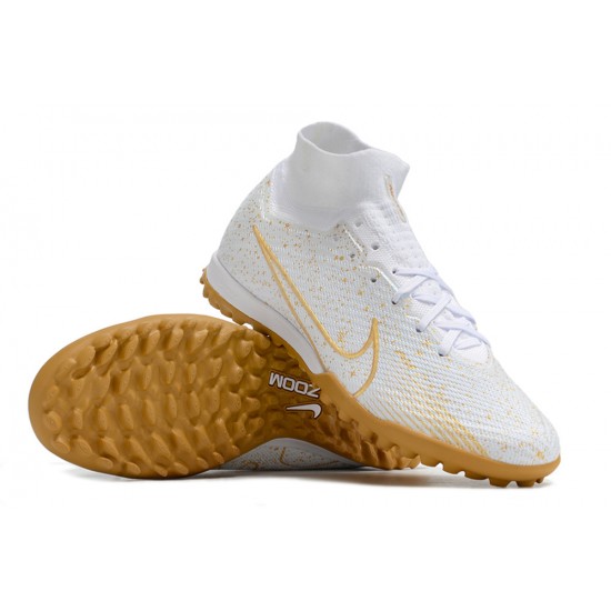 Nike Air Zoom Mercurial Superfly IX Elite TF High-top White Brown Women And Men Soccer Cleats