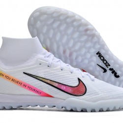 Nike Air Zoom Mercurial Superfly IX Elite TF High-top White Multi Women And Men Soccer Cleats 
