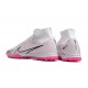 Nike Air Zoom Mercurial Superfly IX Elite TF High-top White Pink Women And Men Soccer Cleats