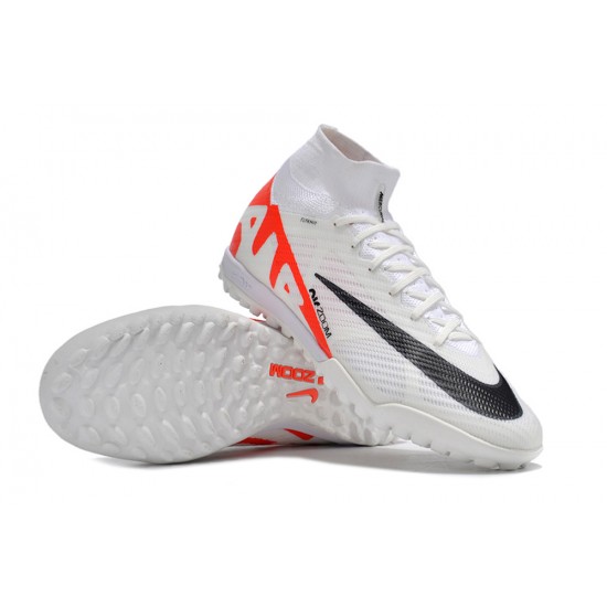 Nike Air Zoom Mercurial Superfly IX Elite TF High-top White Red Black Women And Men Soccer Cleats