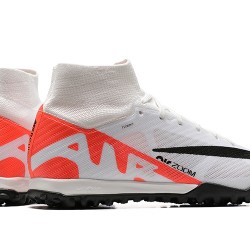 Nike Air Zoom Mercurial Superfly IX Elite TF High-top White Red Men Soccer Cleats 