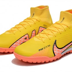 Nike Air Zoom Mercurial Superfly IX Elite TF High-top Yellow Women And Men Soccer Cleats 
