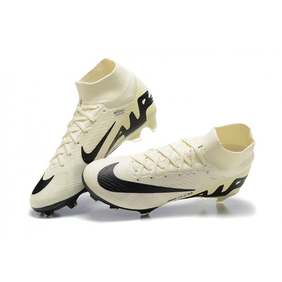 Nike Air Zoom Mercurial Superfly Ix Elite Fg Beige Black For Men High-top Football Cleats 