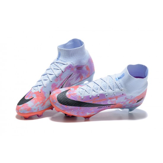 Nike Air Zoom Mercurial Superfly Ix Elite Fg Blue Purple For Men High-top Football Cleats 