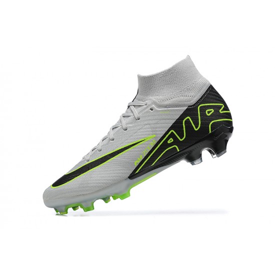 Nike Air Zoom Mercurial Superfly Ix Elite Fg Gray Black Green For Men High-top Football Cleats 