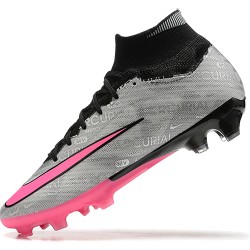 Nike Air Zoom Mercurial Superfly Ix Elite Fg Gray Pink Black For Men High-top Football Cleats 