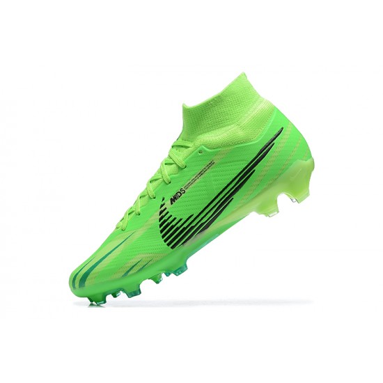 Nike Air Zoom Mercurial Superfly Ix Elite Fg LightGreen Black For Men High-top Football Cleats 