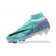 Nike Air Zoom Mercurial Superfly Ix Elite Fg LightGreen Purple Black For Men High-top Football Cleats 