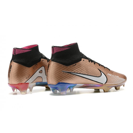 Nike Air Zoom Mercurial Superfly Ix Elite Fg Pink Black White Blue For Men High-top Football Cleats 