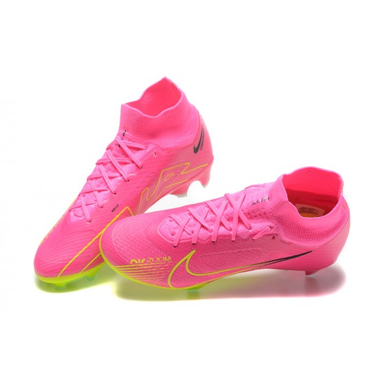 Nike Air Zoom Mercurial Superfly Ix Elite Fg Pink Yellow Black For Men High-top Football Cleats 