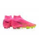 Nike Air Zoom Mercurial Superfly Ix Elite Fg Pink Yellow Black For Men High-top Football Cleats 