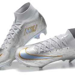 Nike Air Zoom Mercurial Superfly Ix Elite Fg Silver For Men High-top Football Cleats 