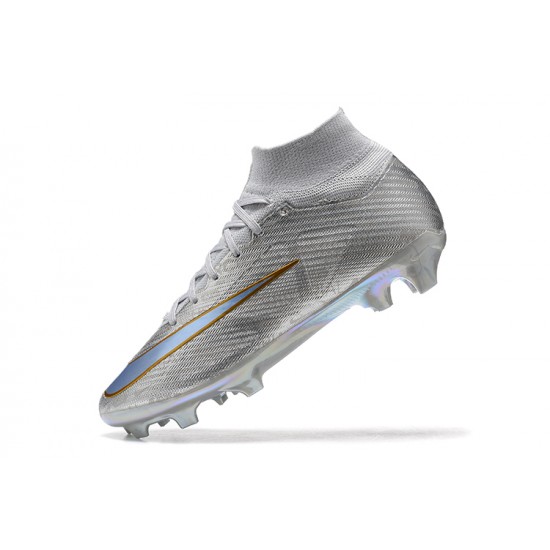 Nike Air Zoom Mercurial Superfly Ix Elite Fg Silver For Men High-top Football Cleats