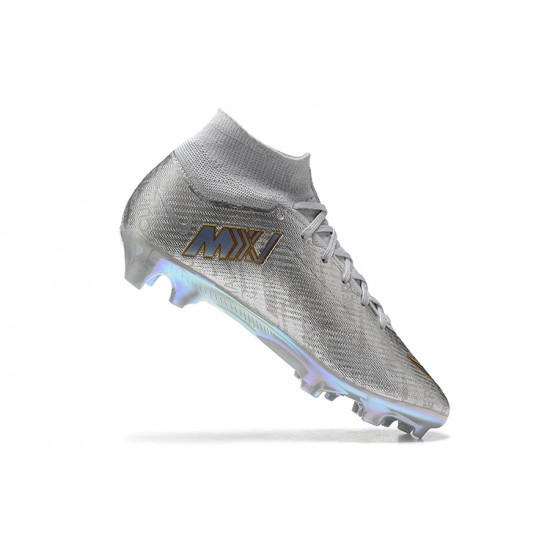 Nike Air Zoom Mercurial Superfly Ix Elite Fg Silver For Men High-top Football Cleats