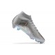 Nike Air Zoom Mercurial Superfly Ix Elite Fg Silver For Men High-top Football Cleats 