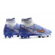 Nike Air Zoom Mercurial Superfly Ix Elite Fg White Blue Gold For Men High-top Football Cleats