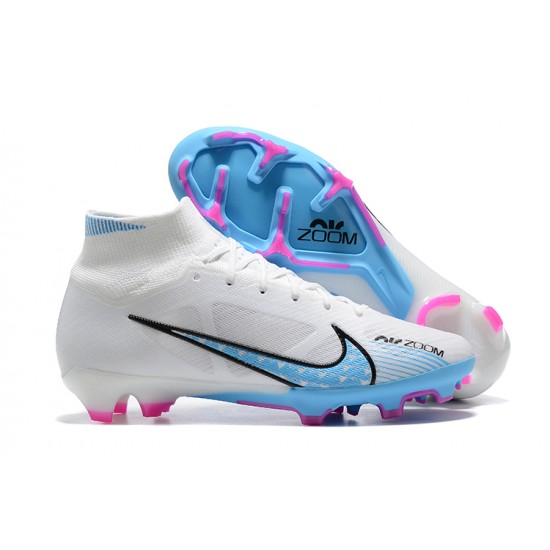 Nike Air Zoom Mercurial Superfly Ix Elite Fg White Blue Pink For Men High-top Football Cleats