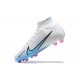 Nike Air Zoom Mercurial Superfly Ix Elite Fg White Blue Pink For Men High-top Football Cleats