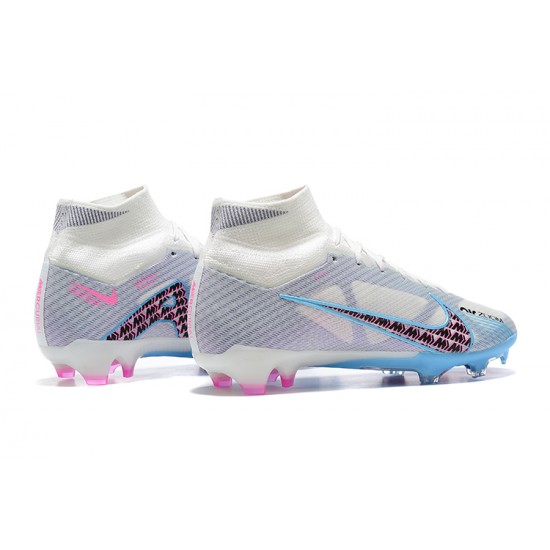 Nike Air Zoom Mercurial Superfly Ix Elite Fg White Blue Pink Red For Men High-top Football Cleats 