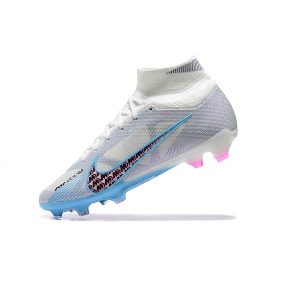 Nike Air Zoom Mercurial Superfly Ix Elite Fg White Blue Pink Red For Men High-top Football Cleats 