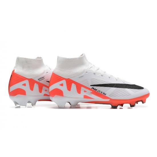 Nike Air Zoom Mercurial Superfly Ix Elite Fg White Orange Black For Men High-top Football Cleats