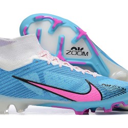 Nike Air Zoom Mercurial Superfly Ix Elite Fg White Pink Blue For Men High-top Football Cleats 
