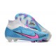 Nike Air Zoom Mercurial Superfly Ix Elite Fg White Pink Blue For Men High-top Football Cleats