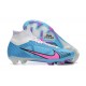 Nike Air Zoom Mercurial Superfly Ix Elite Fg White Pink Blue For Men High-top Football Cleats 