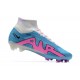 Nike Air Zoom Mercurial Superfly Ix Elite Fg White Pink Blue For Men High-top Football Cleats 