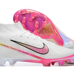 Nike Air Zoom Mercurial Superfly Ix Elite Fg White Pink For Men High-top Football Cleats 