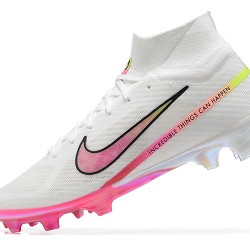 Nike Air Zoom Mercurial Superfly Ix Elite Fg White Pink For Men High-top Football Cleats 
