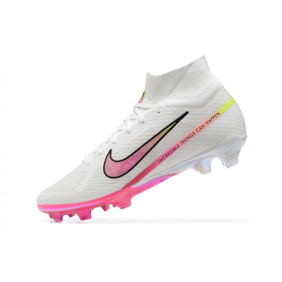 Nike Air Zoom Mercurial Superfly Ix Elite Fg White Pink For Men High-top Football Cleats 