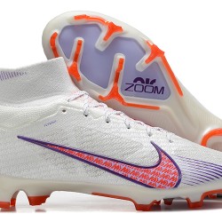 Nike Air Zoom Mercurial Superfly Ix Elite Fg White Pink LightPurple For Men High-top Football Cleats 