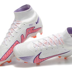 Nike Air Zoom Mercurial Superfly Ix Elite Fg White Pink LightPurple For Men High-top Football Cleats 