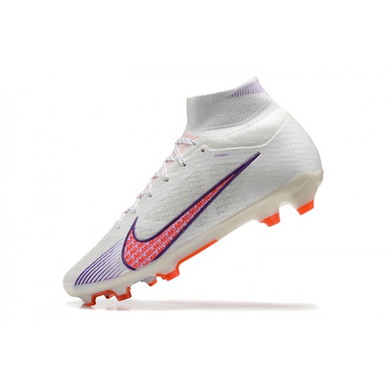 Nike Air Zoom Mercurial Superfly Ix Elite Fg White Pink LightPurple For Men High-top Football Cleats 