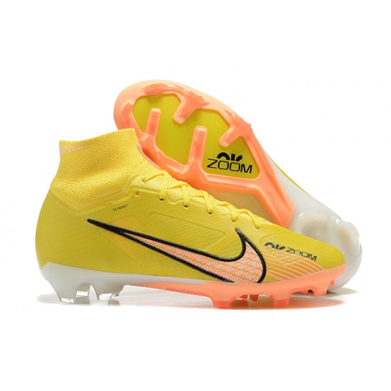 Nike Air Zoom Mercurial Superfly Ix Elite Fg Yellow Black Pink For Men High-top Football Cleats