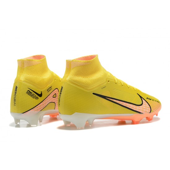 Nike Air Zoom Mercurial Superfly Ix Elite Fg Yellow Black Pink For Men High-top Football Cleats 