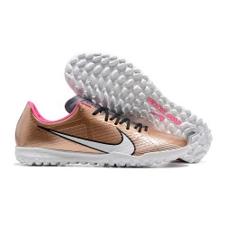Nike Air Zoom Mercurial Vapor XV Academy TF Gold Pink White For Men Low-top Soccer Cleats 
