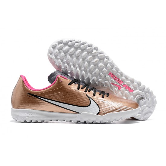 Nike Air Zoom Mercurial Vapor XV Academy TF Gold Pink White For Men Low-top Soccer Cleats